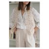 Azura Exchange Exaggerated Silhouette White Lace Blouse with Hollow Outs – L