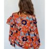 Azura Exchange Floral Print Ruffle Puff Sleeve Blouse – L