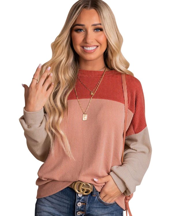 Azura Exchange Long Sleeve Ribbed Loose Top – L