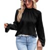 Azura Exchange Frilled Mock Neck Ripple Bubble Sleeve Blouse – 2XL