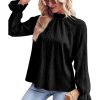 Azura Exchange Frilled Mock Neck Ripple Bubble Sleeve Blouse – 2XL