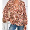 Azura Exchange Allover Print Bishop Sleeve Blouse – L