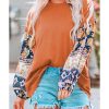 Azura Exchange Floral Print Balloon Sleeve Top with Lace Details – L