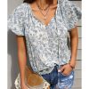 Azura Exchange Print Fluttering V-neck Blouse – L