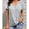 Azura Exchange Print Fluttering V-neck Blouse – L