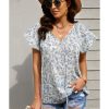 Azura Exchange Print Fluttering V-neck Blouse – L