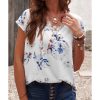 Azura Exchange Scalloped V Neck Short Sleeves Top – L