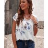 Azura Exchange Scalloped V Neck Short Sleeves Top – L