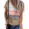 Azura Exchange Stripe Print Knitted V Neck Top – 2XL