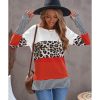 Azura Exchange Leopard Colorblock Long Sleeve Top – M