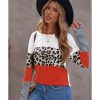 Azura Exchange Leopard Colorblock Long Sleeve Top – M