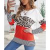 Azura Exchange Leopard Colorblock Long Sleeve Top – M