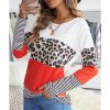 Azura Exchange Leopard Colorblock Long Sleeve Top – M