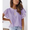 Azura Exchange Hollow Out Ruffle Sleeve T-shirt – L