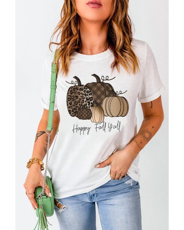 Azura Exchange Pumpkin Print Graphic T-Shirt for Fall – L