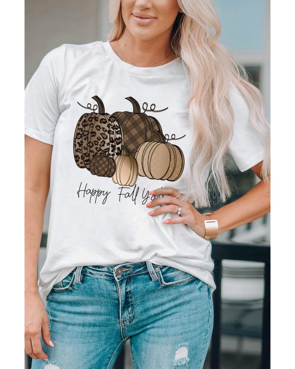 Azura Exchange Pumpkin Print Graphic T-Shirt for Fall – L