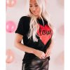 Azura Exchange Heart Shaped Glitter Print T-Shirt – L