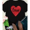 Azura Exchange Heart Shaped Glitter Print T-Shirt – L