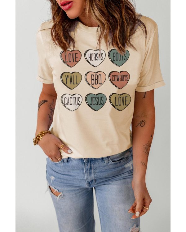 Azura Exchange Heart Shaped Letters Print Crewneck Graphic Tee – 2XL