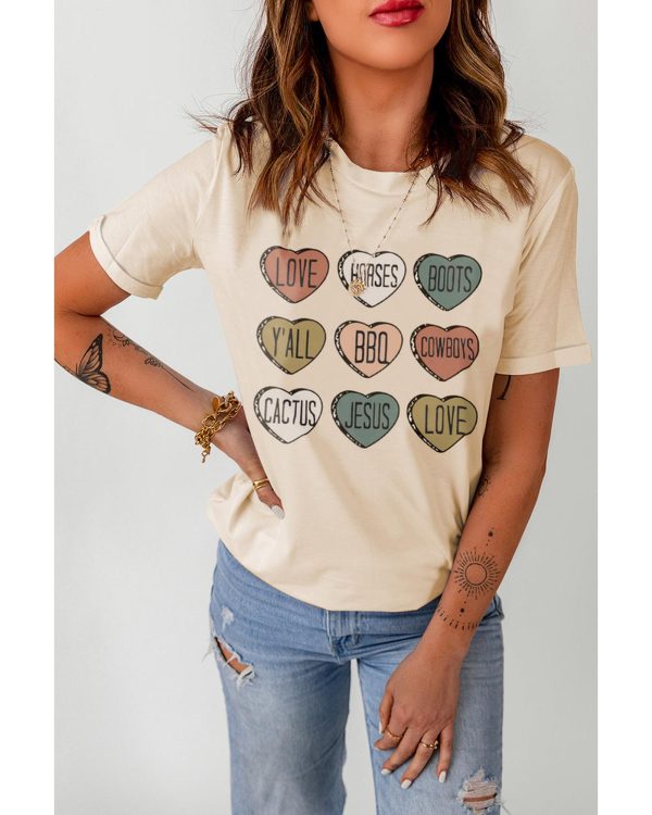 Azura Exchange Heart Shaped Letters Print Crewneck Graphic Tee – 2XL