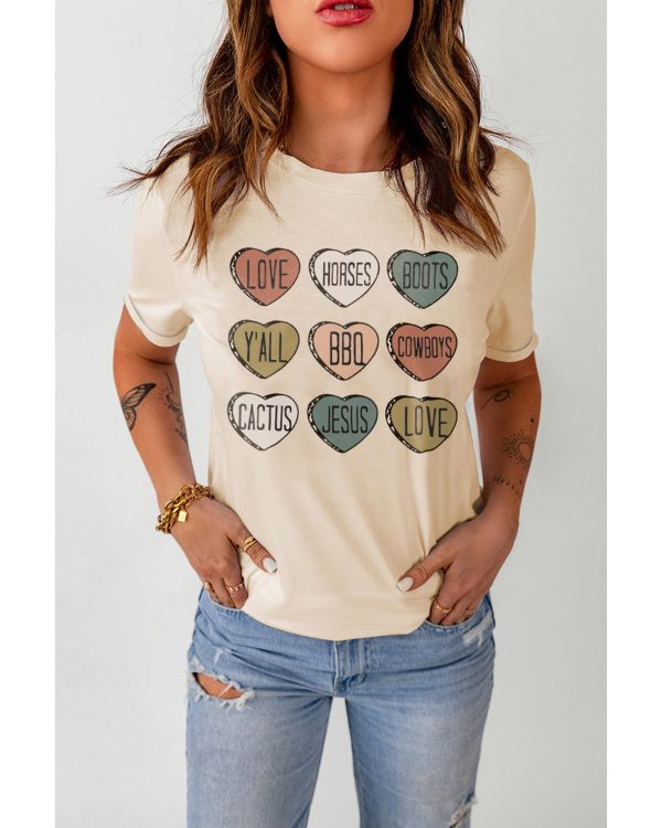 Azura Exchange Heart Shaped Letters Print Crewneck Graphic Tee – 2XL