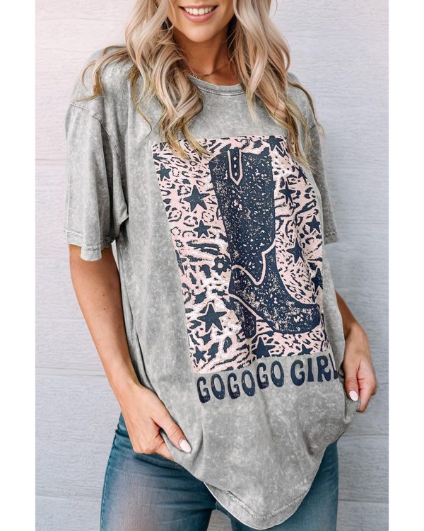 Azura Exchange Girls Cowboy Boots Graphic Tee – L