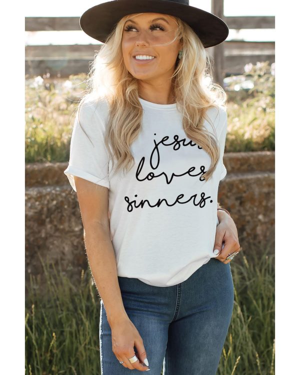 Azura Exchange Jesus Loves Sinners Funny T-Shirt – L