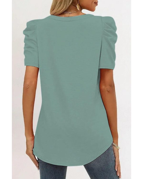 Azura Exchange Puff Sleeve V-Neck T-Shirt – L