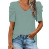 Azura Exchange Puff Sleeve V-Neck T-Shirt – L