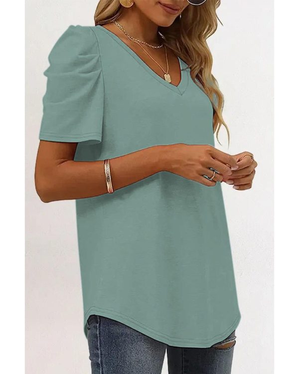 Azura Exchange Puff Sleeve V-Neck T-Shirt – L