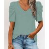 Azura Exchange Puff Sleeve V-Neck T-Shirt – L