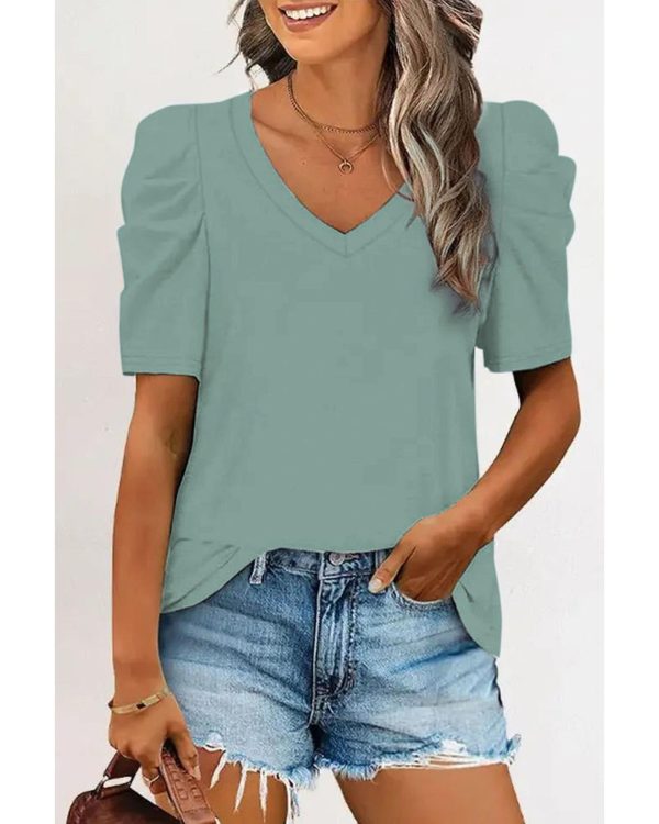 Azura Exchange Puff Sleeve V-Neck T-Shirt – L