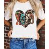 Azura Exchange Heart Shaped Print Crew Neck Graphic Tee – L