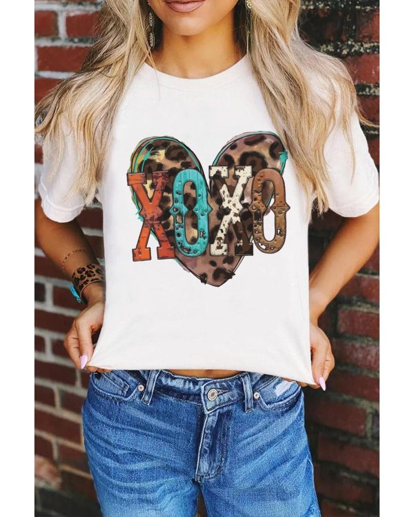 Azura Exchange Heart Shaped Print Crew Neck Graphic Tee – L