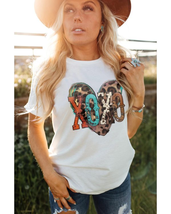 Azura Exchange Heart Shaped Print Crew Neck Graphic Tee – L