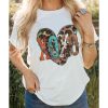 Azura Exchange Heart Shaped Print Crew Neck Graphic Tee – L