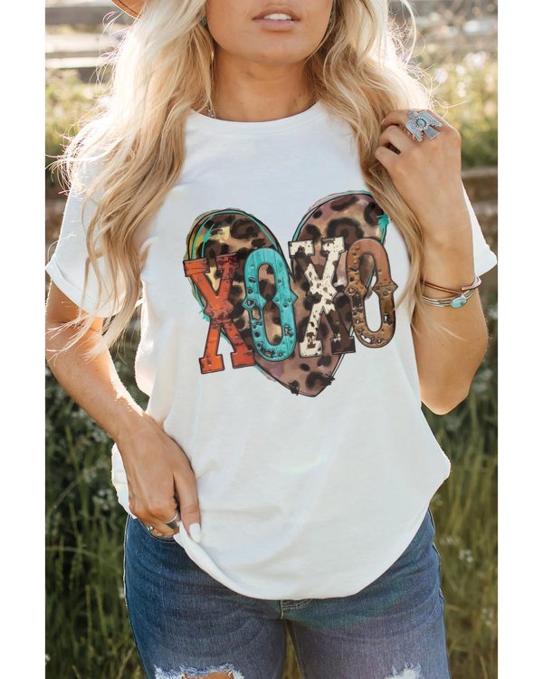 Azura Exchange Heart Shaped Print Crew Neck Graphic Tee – L