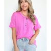 Azura Exchange Button Henley Top – L