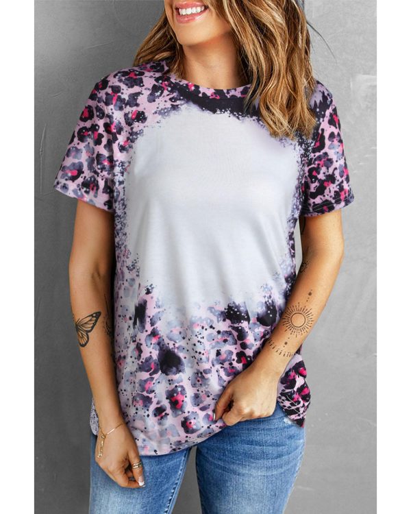 Azura Exchange Leopard Print Bleached Tee – S