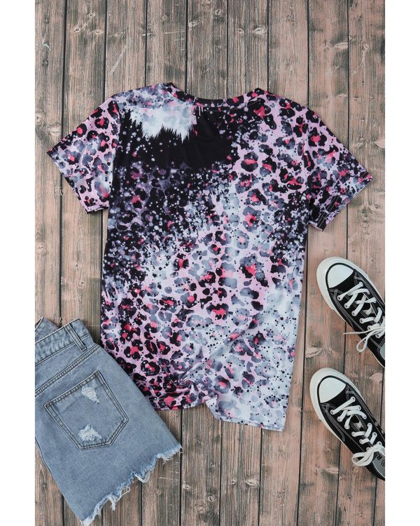 Azura Exchange Leopard Print Bleached Tee – S