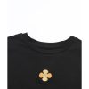 Azura Exchange Embroidered Flower Short Sleeve Tee – L