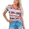 Azura Exchange Star and Stripe Print V-Neck T-Shirt – M