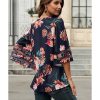 Azura Exchange Flared Sleeve Floral Blouse – L