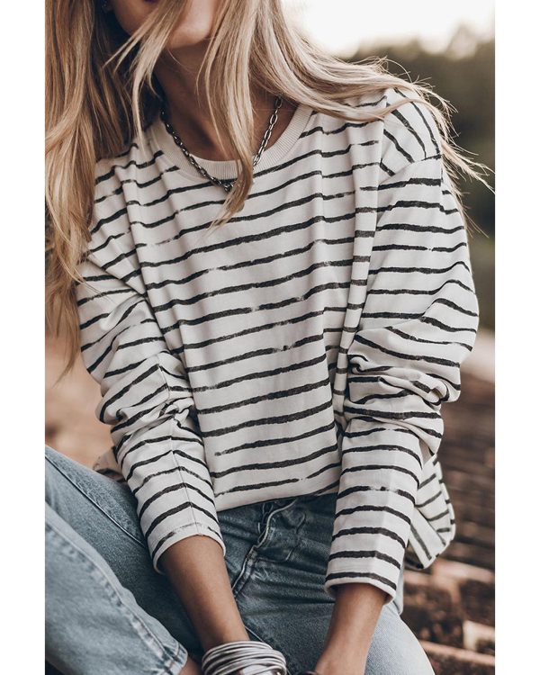 Azura Exchange Retro Striped Long Sleeve Top – L