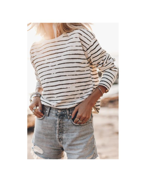 Azura Exchange Retro Striped Long Sleeve Top – L