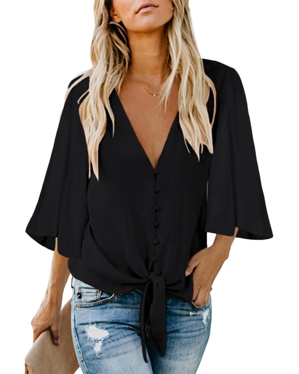 Azura Exchange Button Tie Top – L