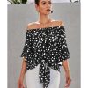 Azura Exchange Polka Dot Off Shoulder Bell Sleeve Top – 2XL