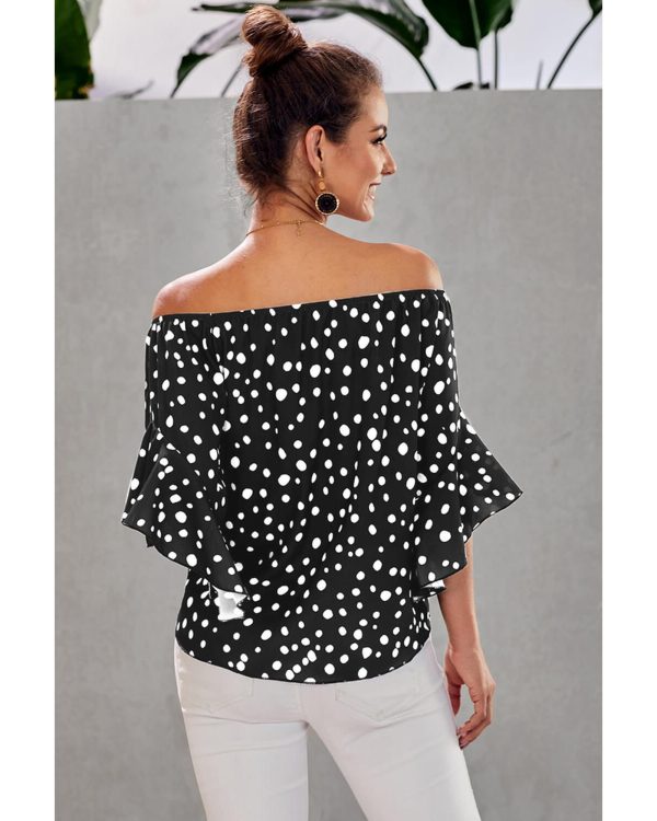 Azura Exchange Polka Dot Off Shoulder Bell Sleeve Top – 2XL