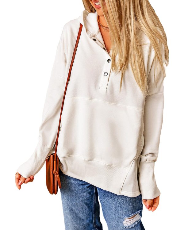 Azura Exchange Batwing Sleeve Henley Hoodie with Pockets – 2XL