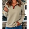 Azura Exchange Contrast Binding Snap Button Geometric Pullover Sweatshirt – L